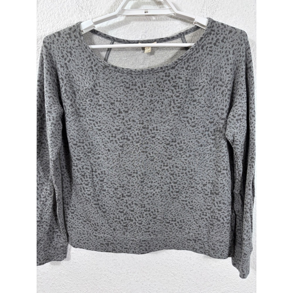 Soft Joie Sweatshirt Womens XS Gray Leopard Print Modal Blend Raglan